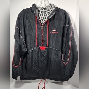 NWOT VINTAGE Le Coq Sportif 1/2 Zip Reversible Jacket Men's Size Small Black